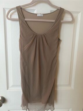 Rivamonti Taupe Layered Chiffon Scoop Tank
